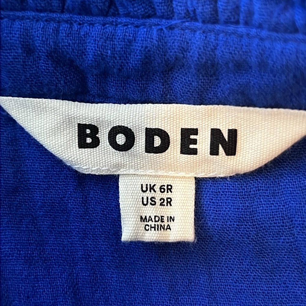 Boden Royal Blue Ruffled Sleeve V-Neck Sundress, Size 2R - Picture 6 of 9